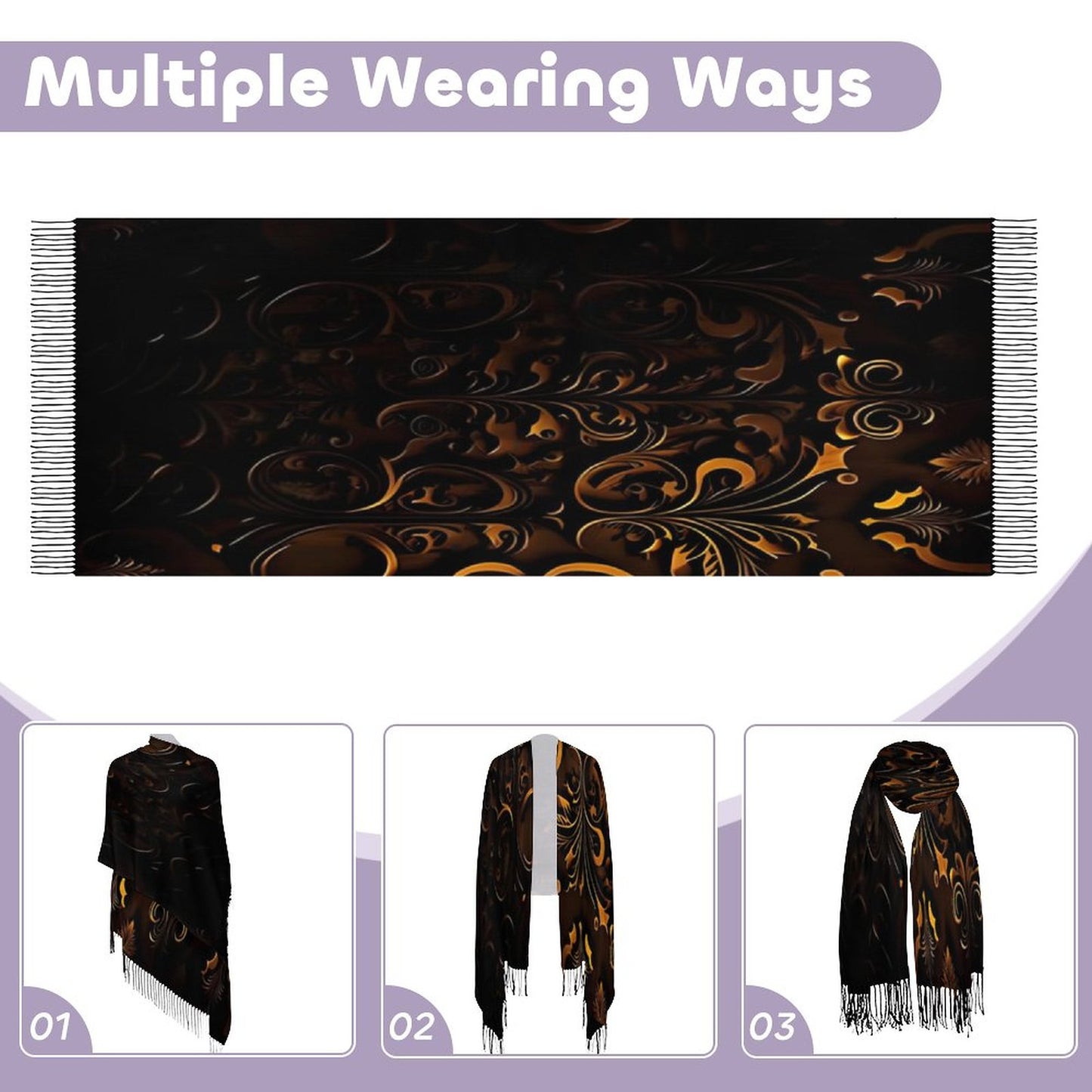 Cashmere-like Tassel Scarf (All-Over Printing)