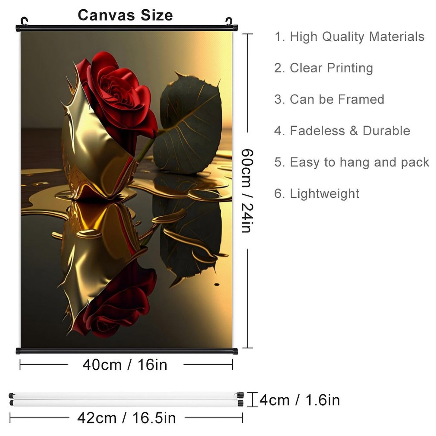 Canvas Hanging Poster with Scrolls-16"x24"/ 40x60cm