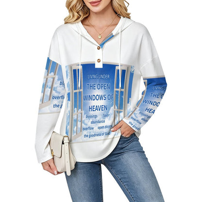 170gsm Women's Button Up Hoodie(All-Over Printing)