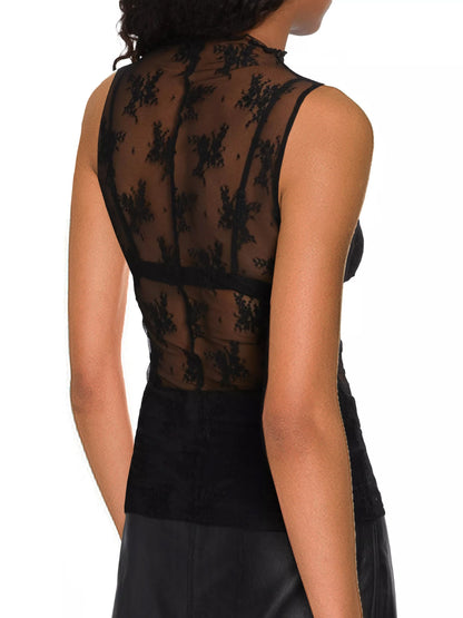 Lace Sheer Sports Bra Top (Black/Cream/Brown/White)-*XS-XL