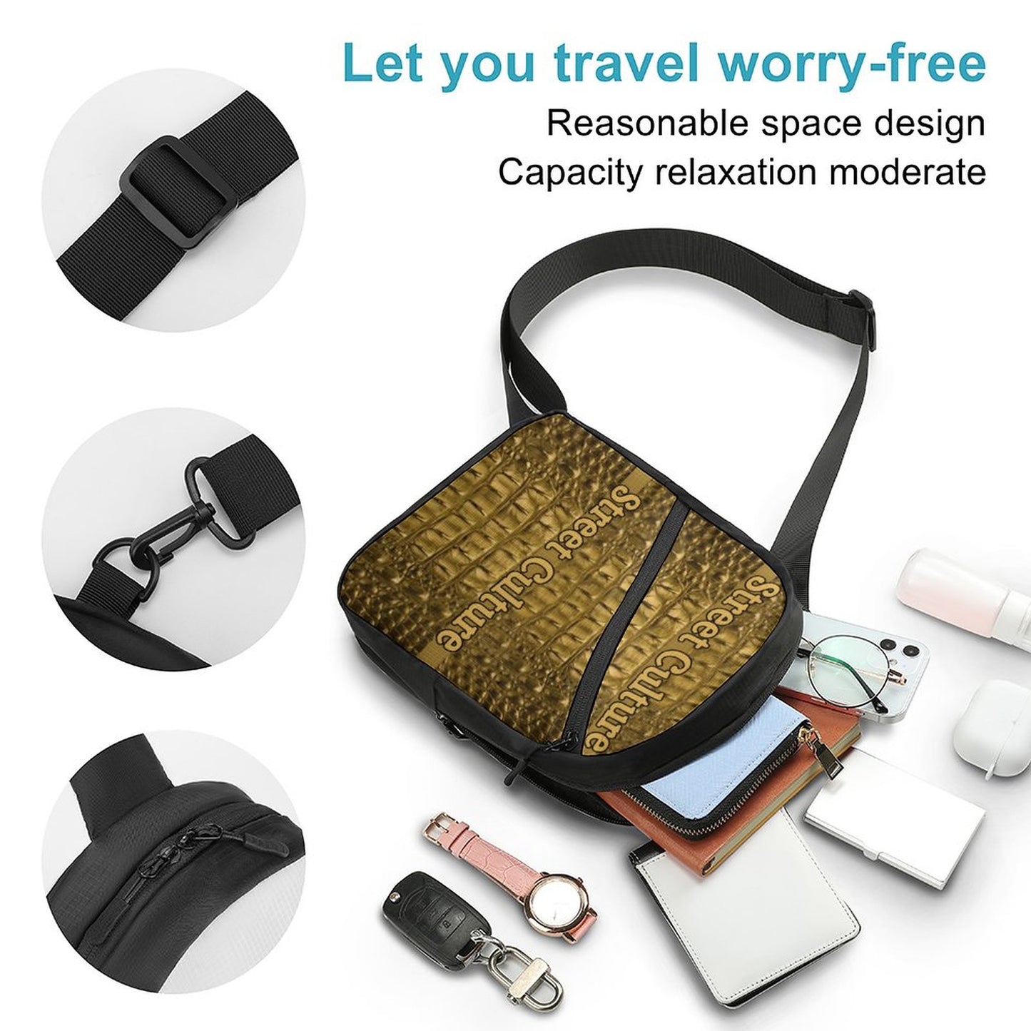 STREET CULTURE Alligator Crossbody Sling Bag