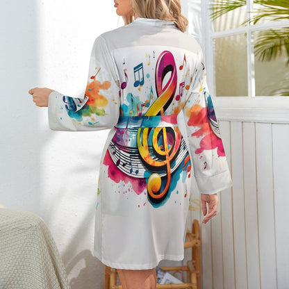 MUSIC GRAFFITI Long Sleeve Robe-SMALL-XL