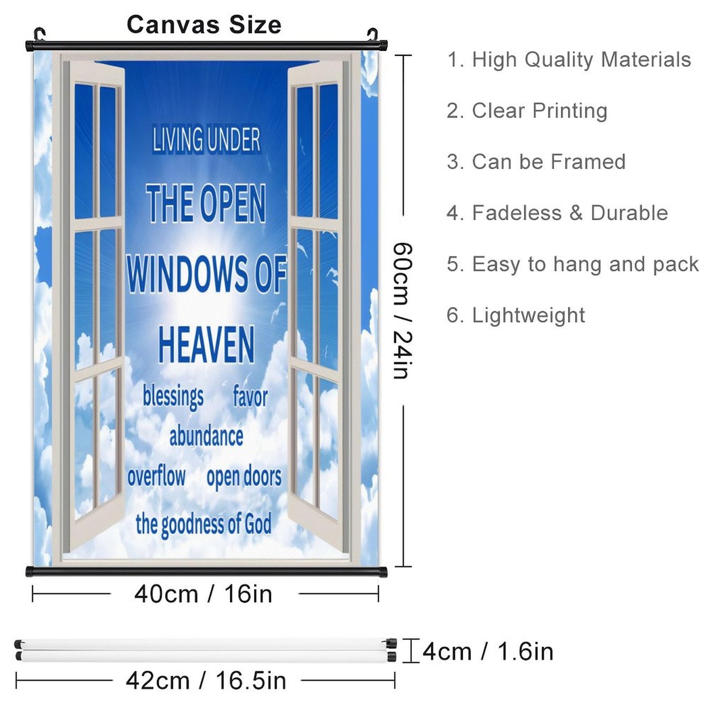 Canvas Hanging Poster with Scrolls-16"x24"/ 40x60cm