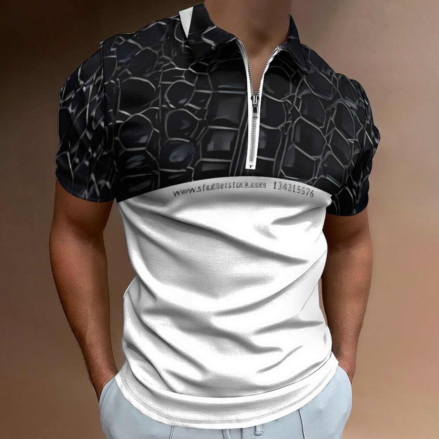 Men's Short Sleeve POLO Shirt with Zipper B470 (All-Over Printing)
