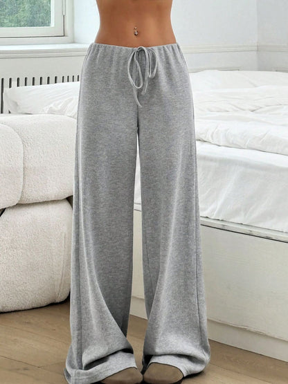 Tied Striped Wide Leg Pants (pink/grey/black/blue/taupe)-SMALL-2XL