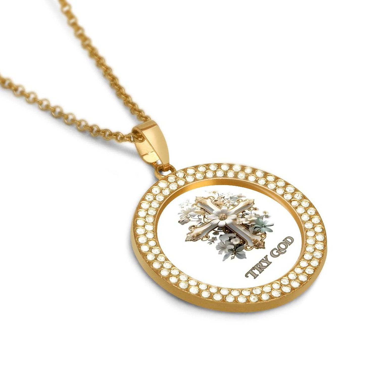 Rhinestone-Embellished Necklace(Partial Printing)