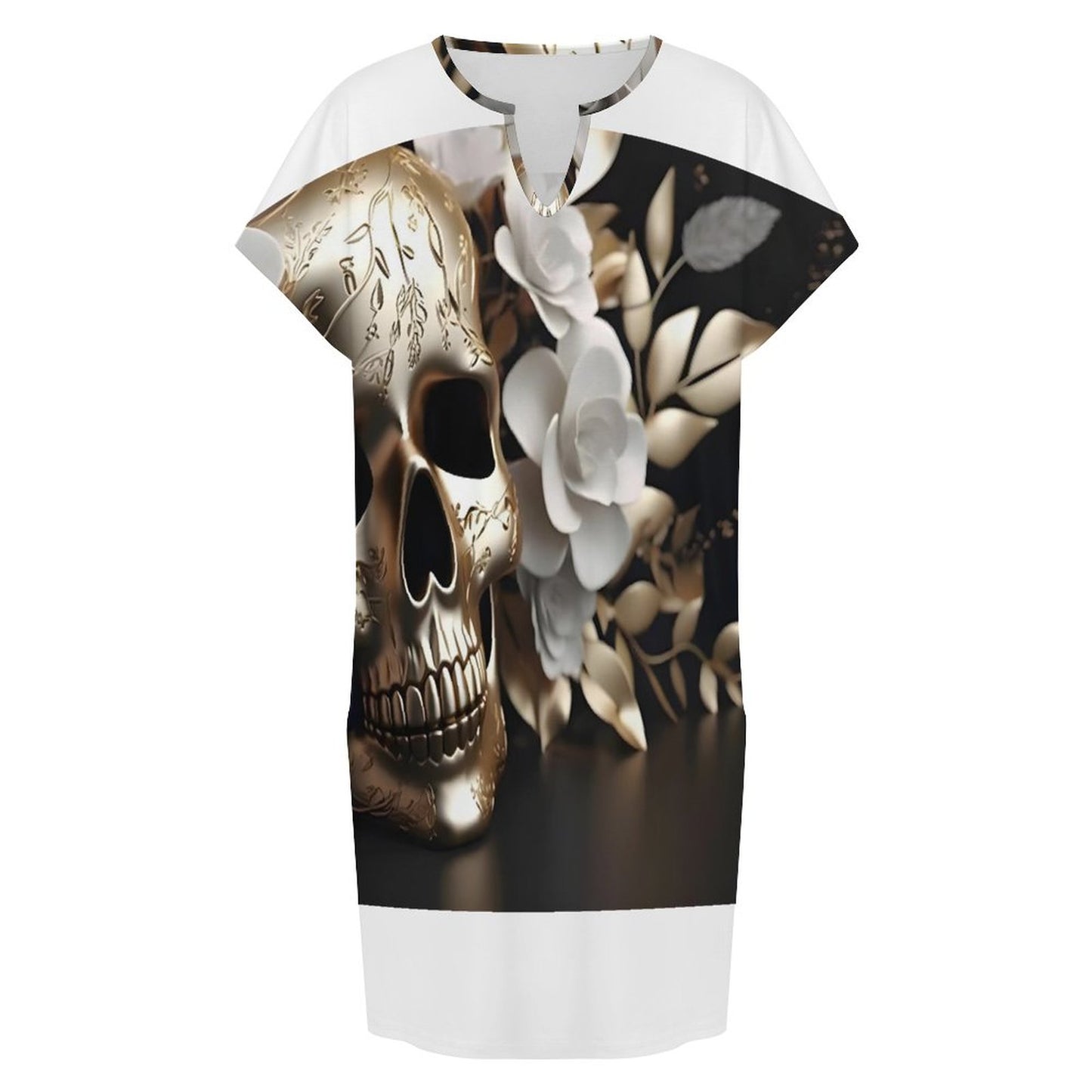 200gsm Women's Casual V Neck Dress(All-Over Printing)