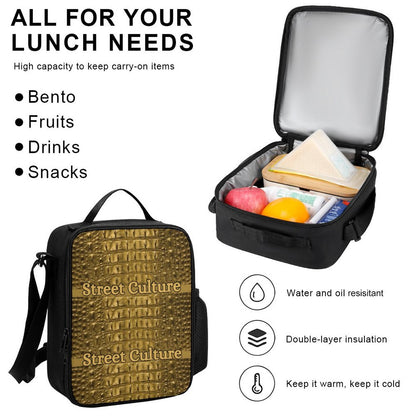 STREET CULTURE Alligator Set of 3 Bags (Backpack/Insulated Lunch Bag/Pencil or Glasses Case) Pouch)