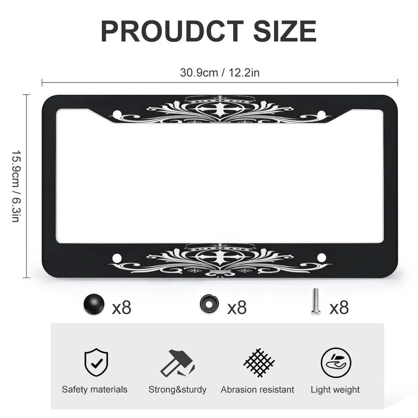 License Plate Frames with 4 Round Holes (1 Pair)