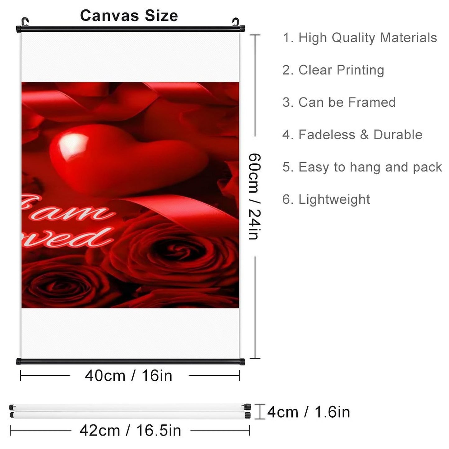 Canvas Hanging Poster with Scrolls-16"x24"/ 40x60cm