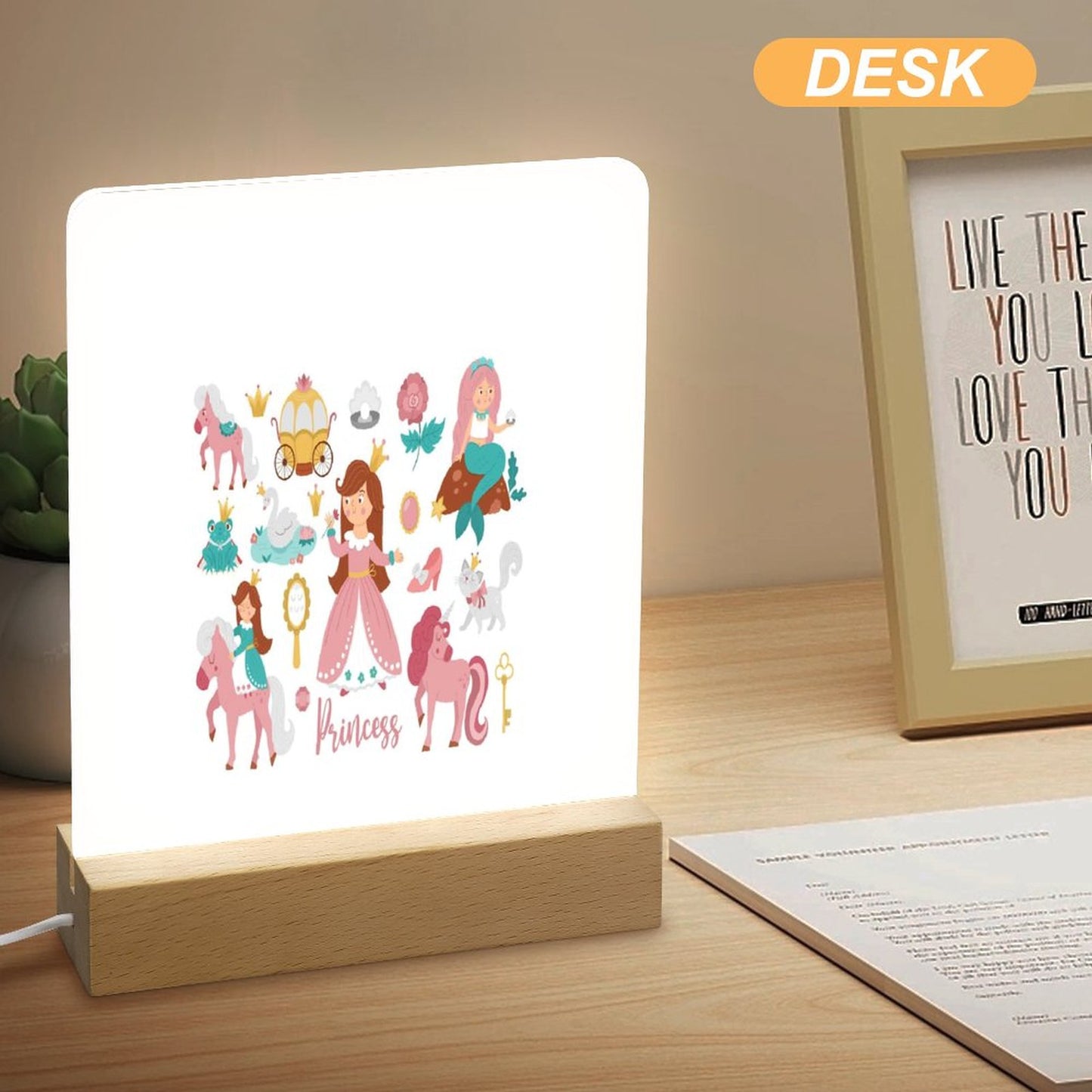 Acrylic Night Light with Wooden Base
