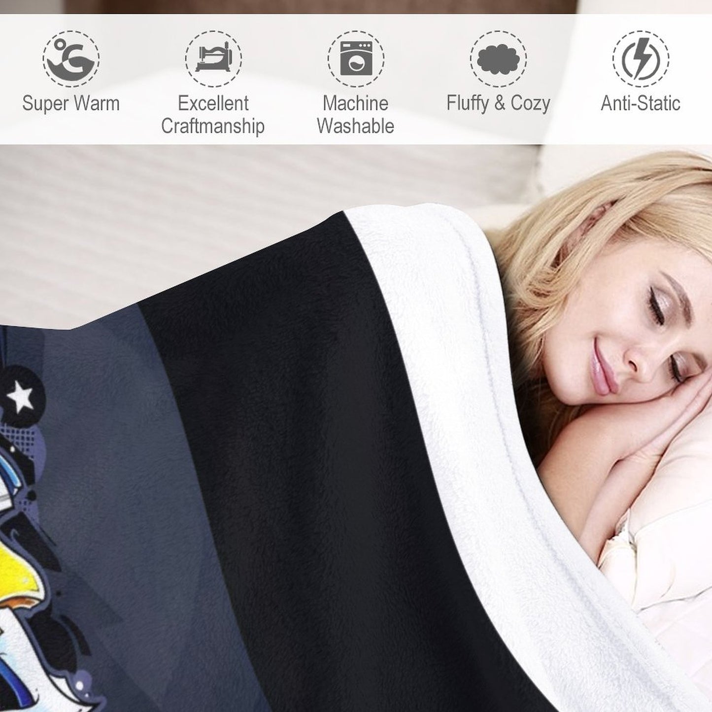 COLORFUL GRAFFITI Plush Flannel Blanket-60"x80" (Dual-sided Image)