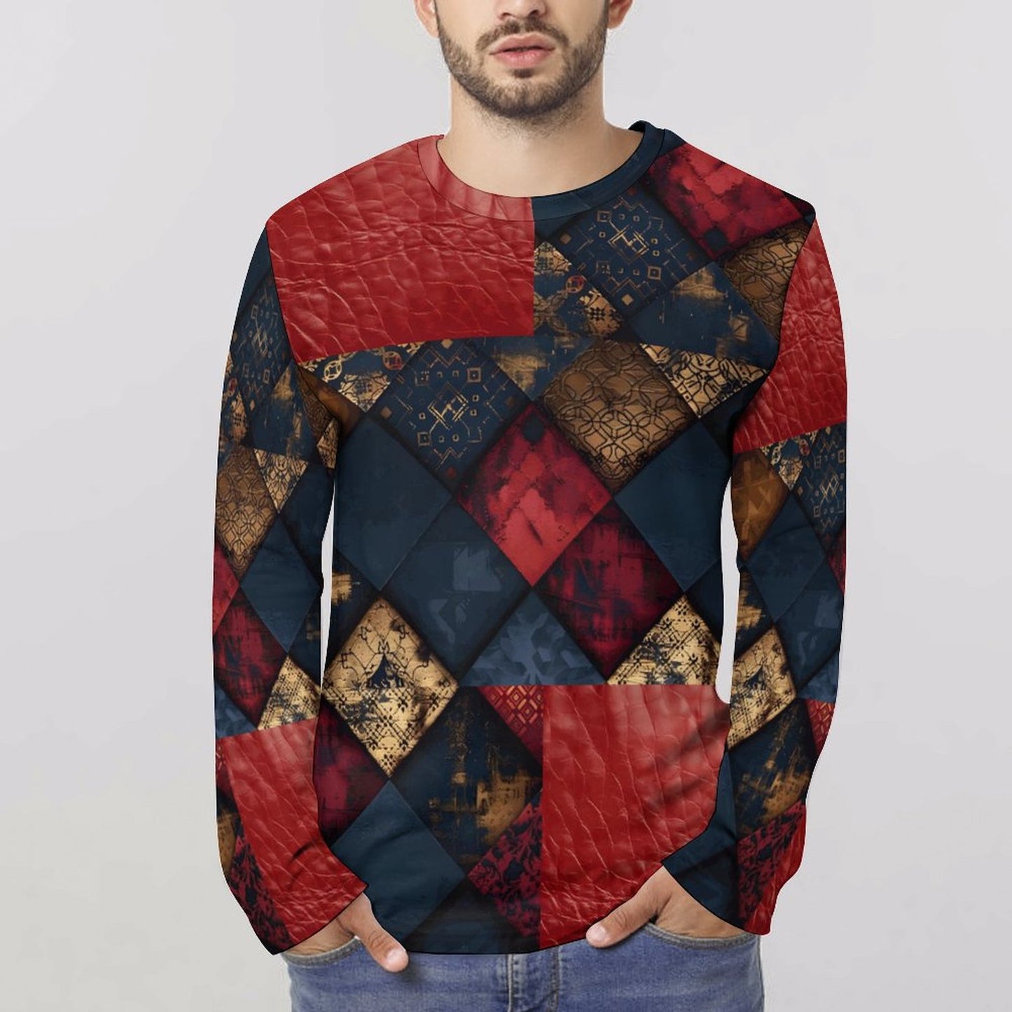 TRIANGLES & LEATHER Lightweight Long Sleeve Shirt-SMALL-5XL