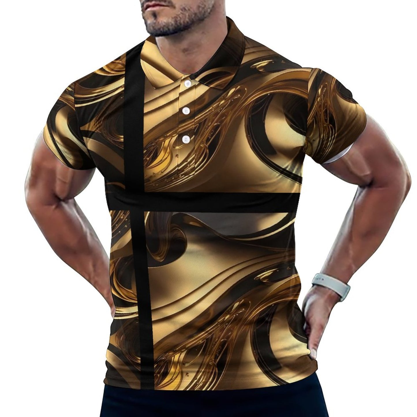Custom Polo Shirts with All-Over printing Design Straight B612