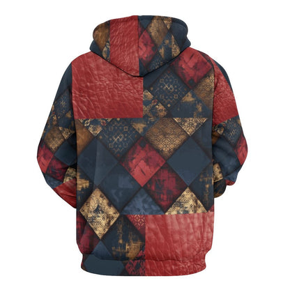 TRIANGLES & LEATHER Men's Hoodie with Double-layer Cap-SMALL-6XL