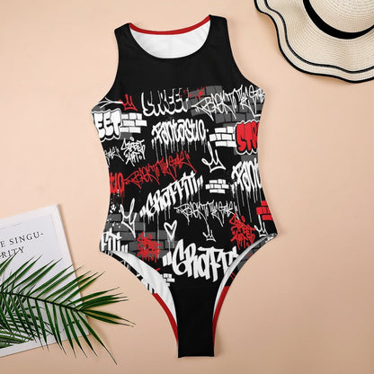 B/R/W GRAFFITI Tank Top Bodysuit