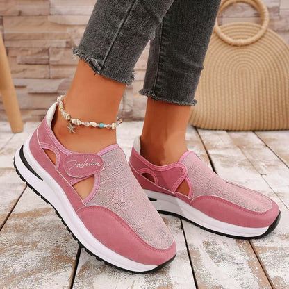 Mesh Round Toe Sneakers (red/navy/black/pink)
