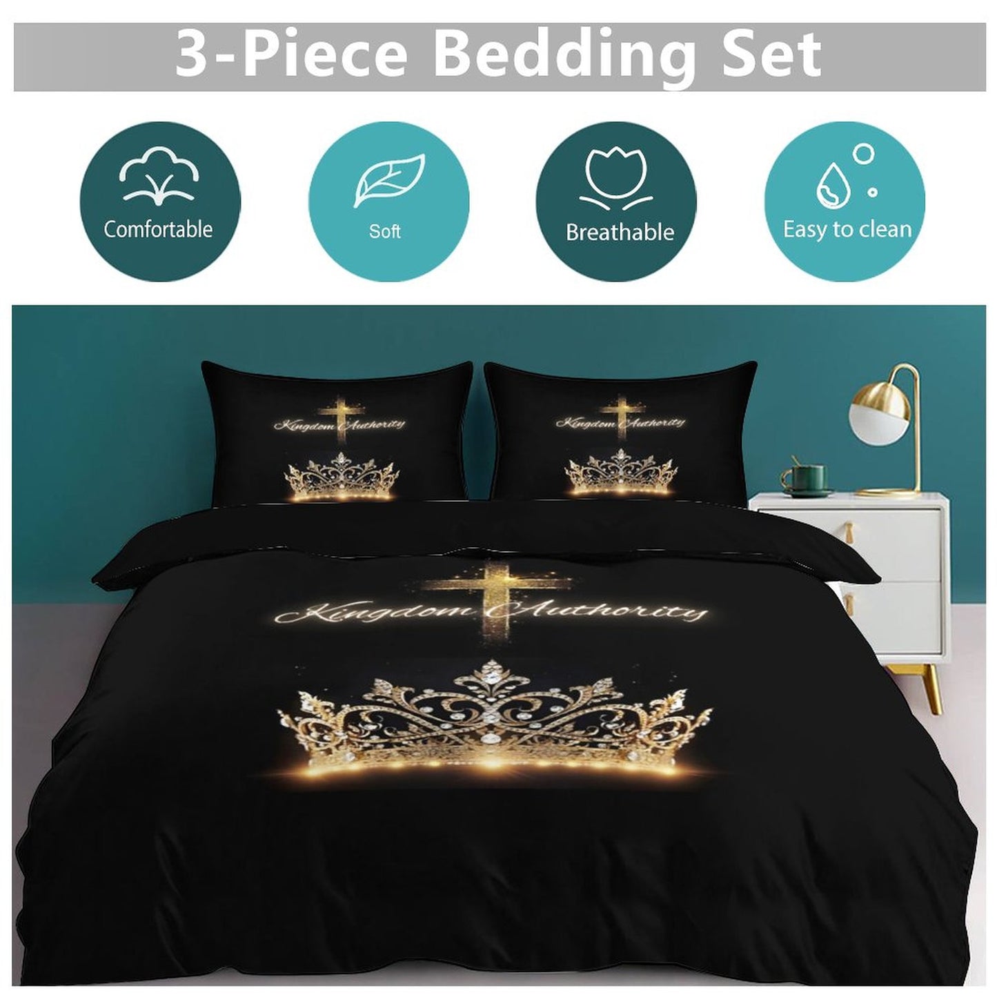 3-Piece Bedding Set-86"×70"/ 218×177cm (Dual-sideded Printing)