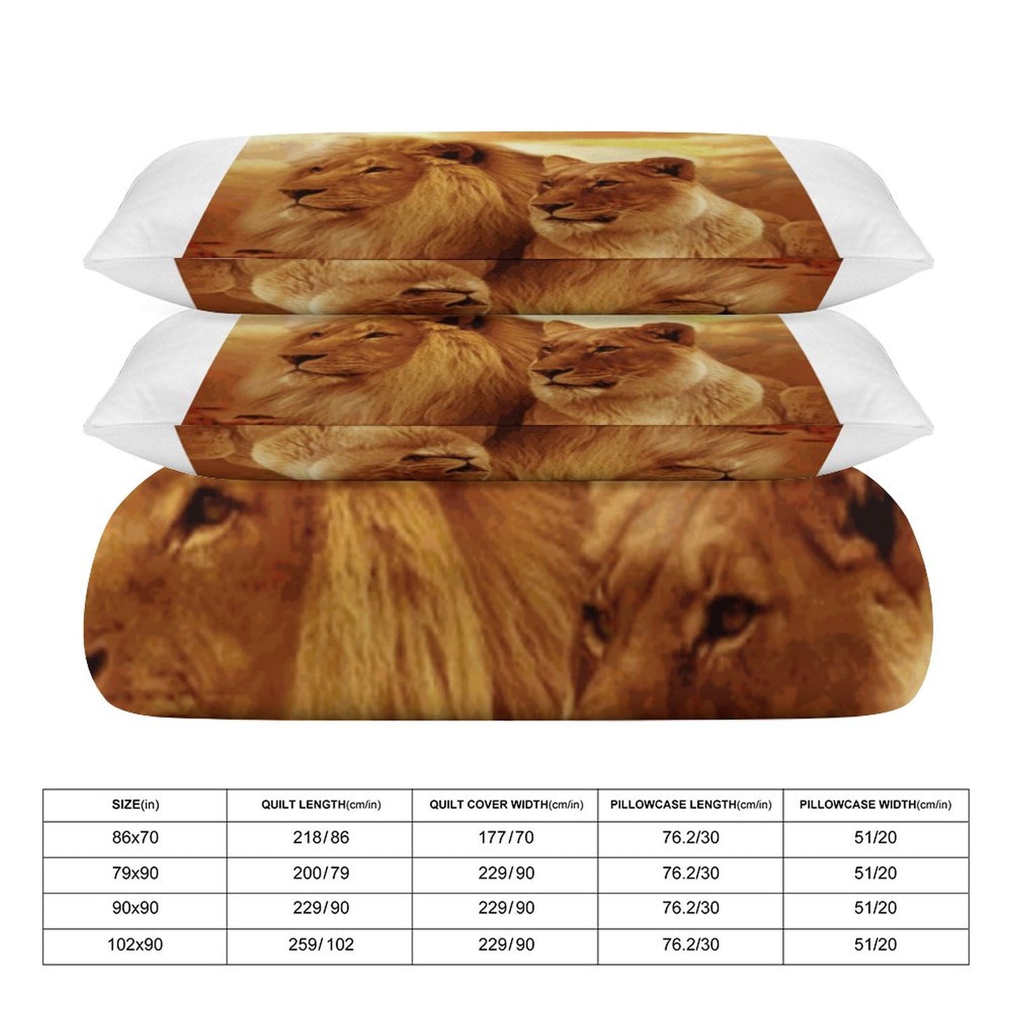3-Piece Bedding Set-102"x90"/ 259x229cm (Dual-sided Printing)
