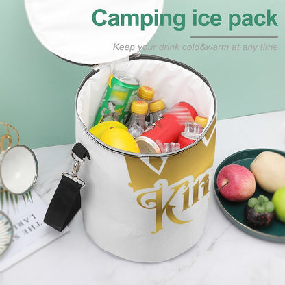 Round Collapsible Insulated Cooler Bag with Shoulder Strap A018 (All-Over Printing)