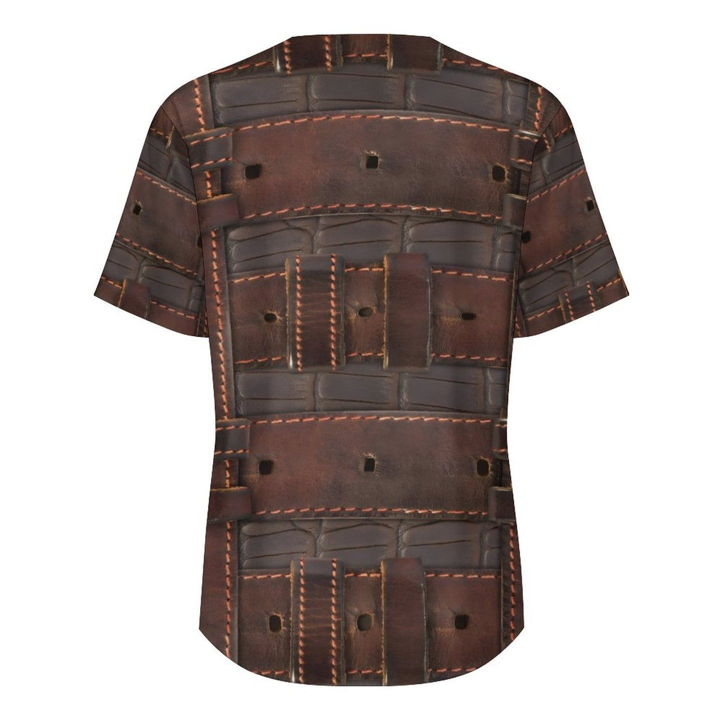 RUGGED LEATHER BUCKLE Print Collarless Shirt-XS-4XL