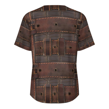RUGGED LEATHER BUCKLE Print Collarless Shirt-XS-4XL