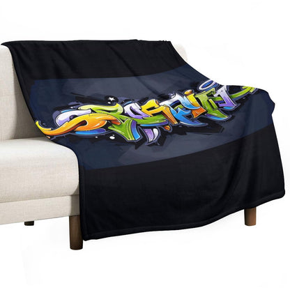COLORFUL GRAFFITI Plush Flannel Blanket-60"x80" (Dual-sided Image)