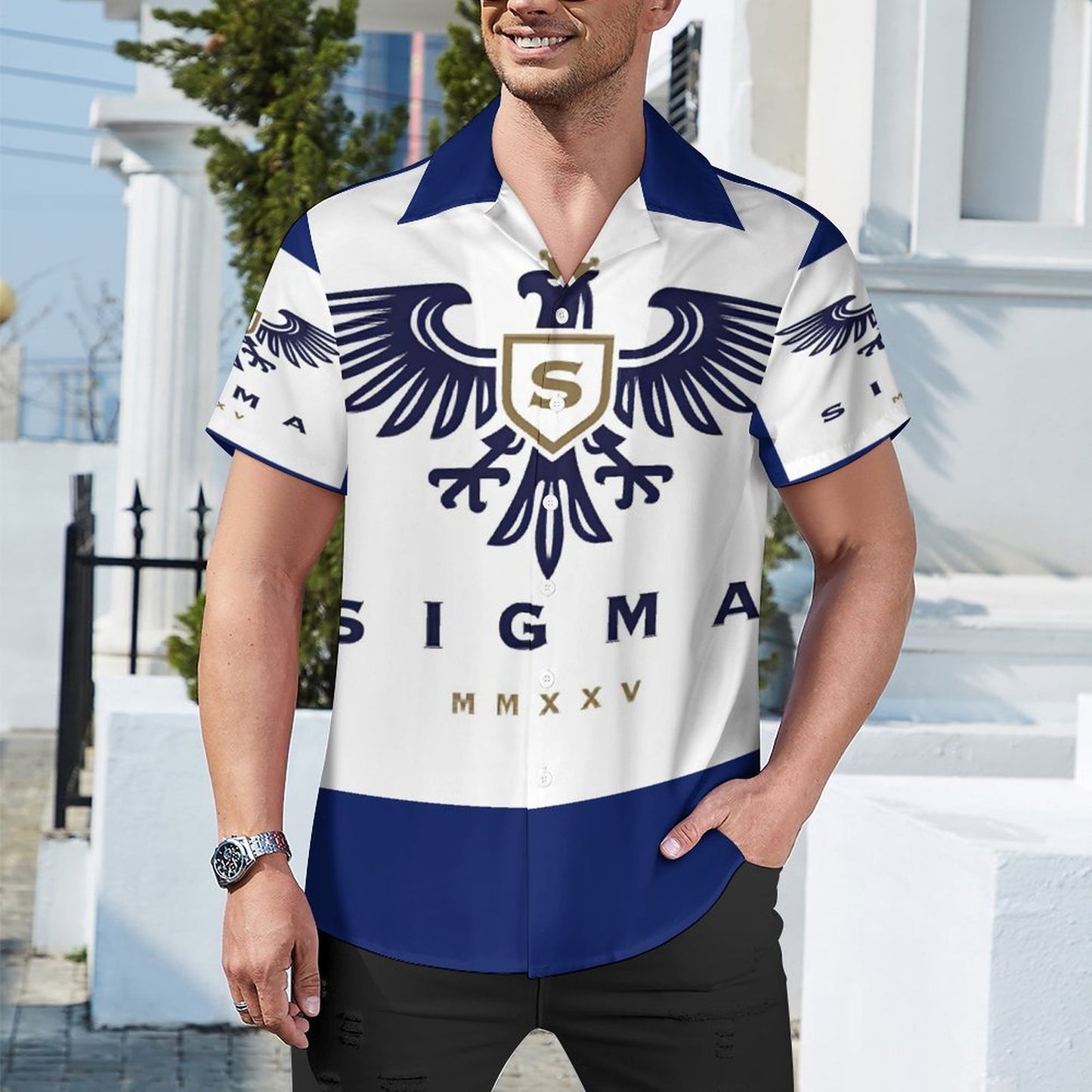 Men's Short Sleeve Hawaiian Print Shirt with Cuban Collar AY006 (All-Over Printing)