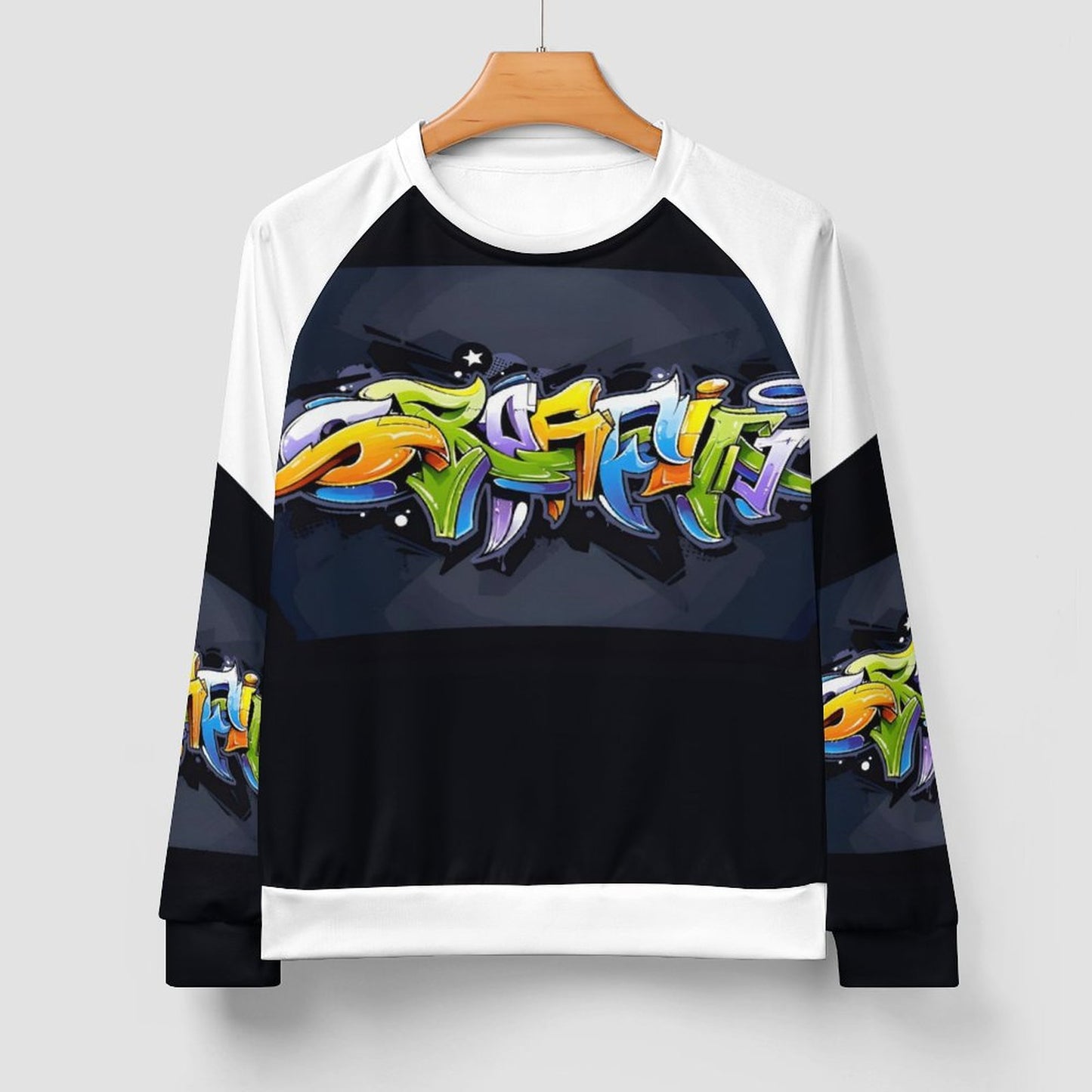 COLORFUL GRAFFITI Men's Crewneck Raglan Sweatshirt-SMALL-5XL