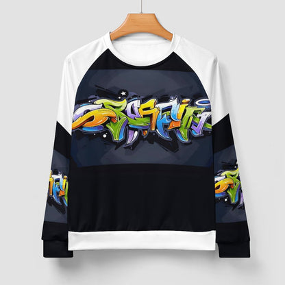 COLORFUL GRAFFITI Men's Crewneck Raglan Sweatshirt-SMALL-5XL