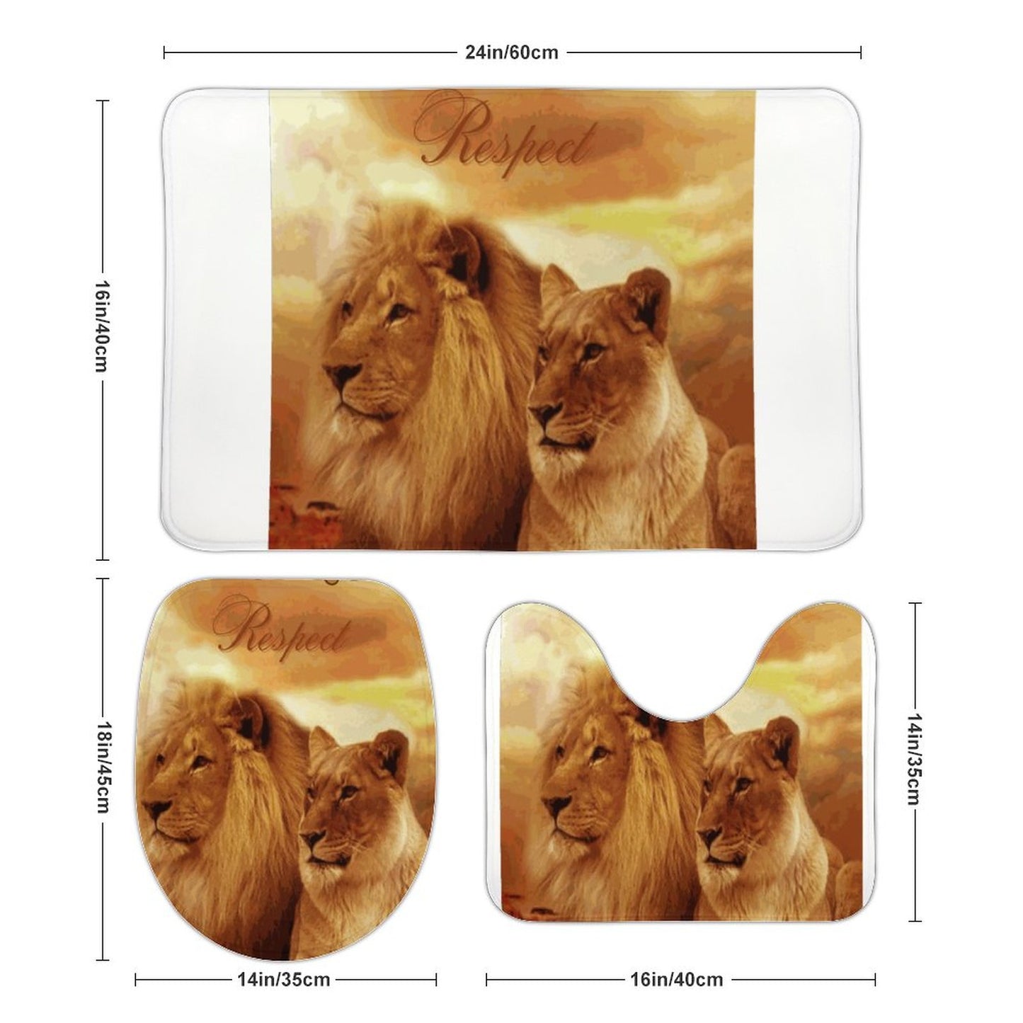Coral Velvet Restroom Rug Set of 3-15.7"x23.6"/ 40x60cm