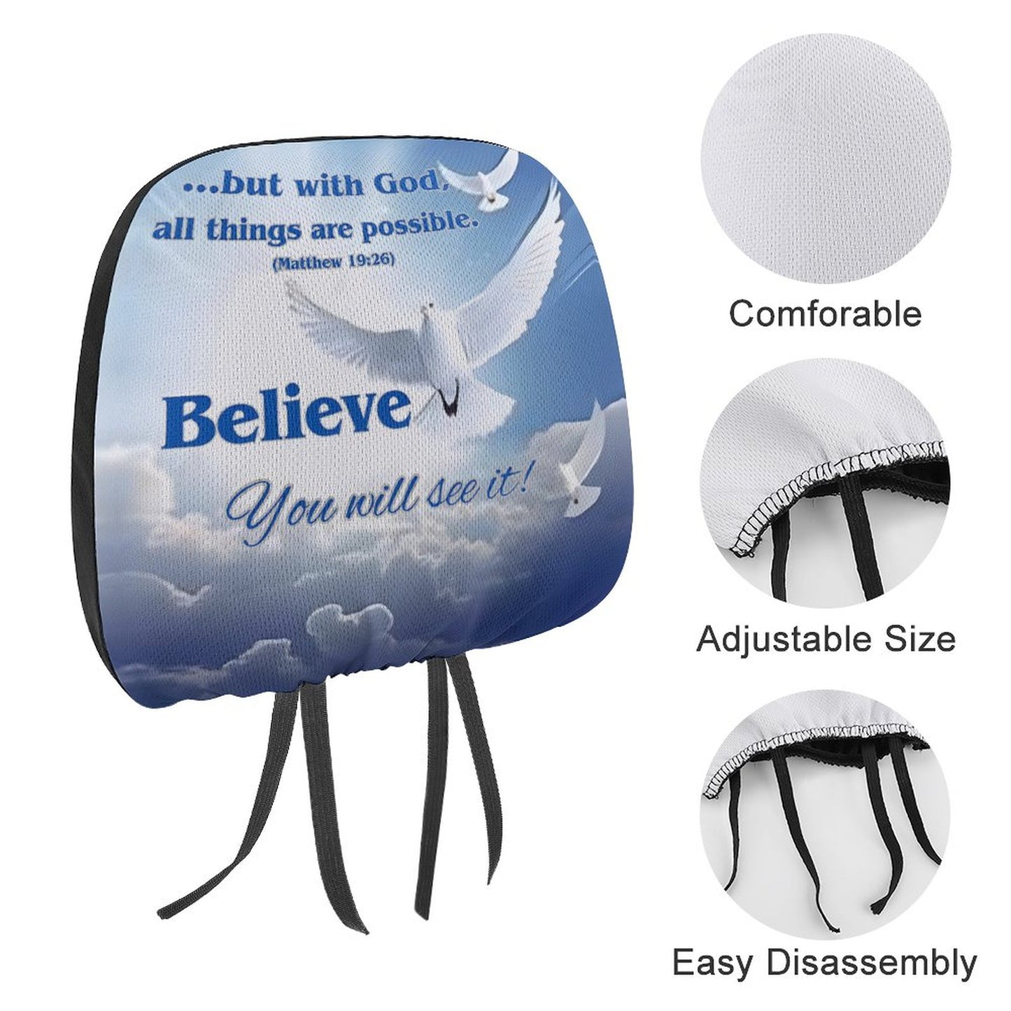 Custom Car Headrest Covers-BELIEVE