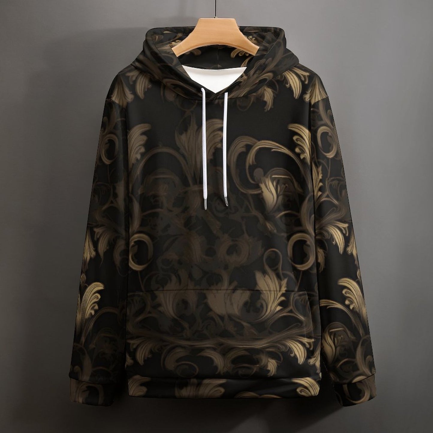BLACK & GOLD ACCENT Men's Hoodie with Double-layer Cap-SMALL-6XL