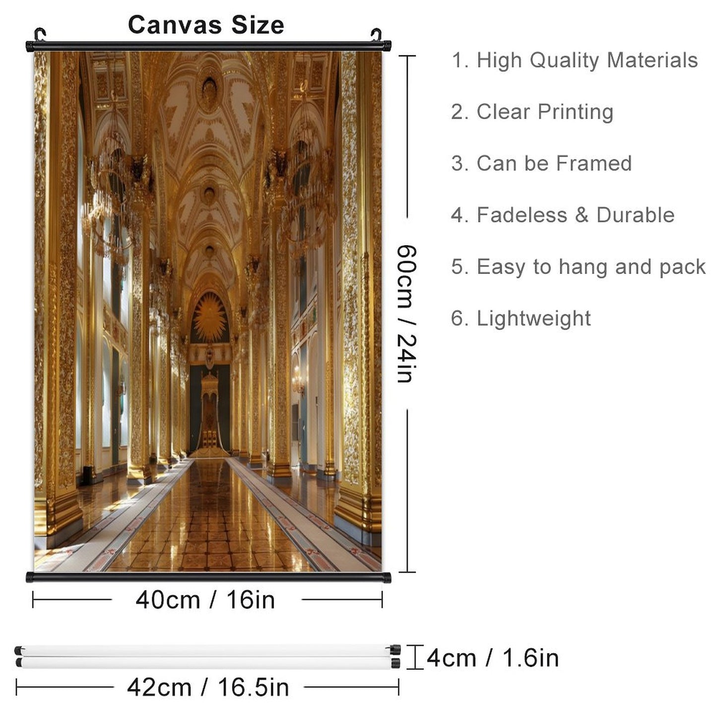 Canvas Hanging Poster with Scrolls-16"x24"/ 40x60cm