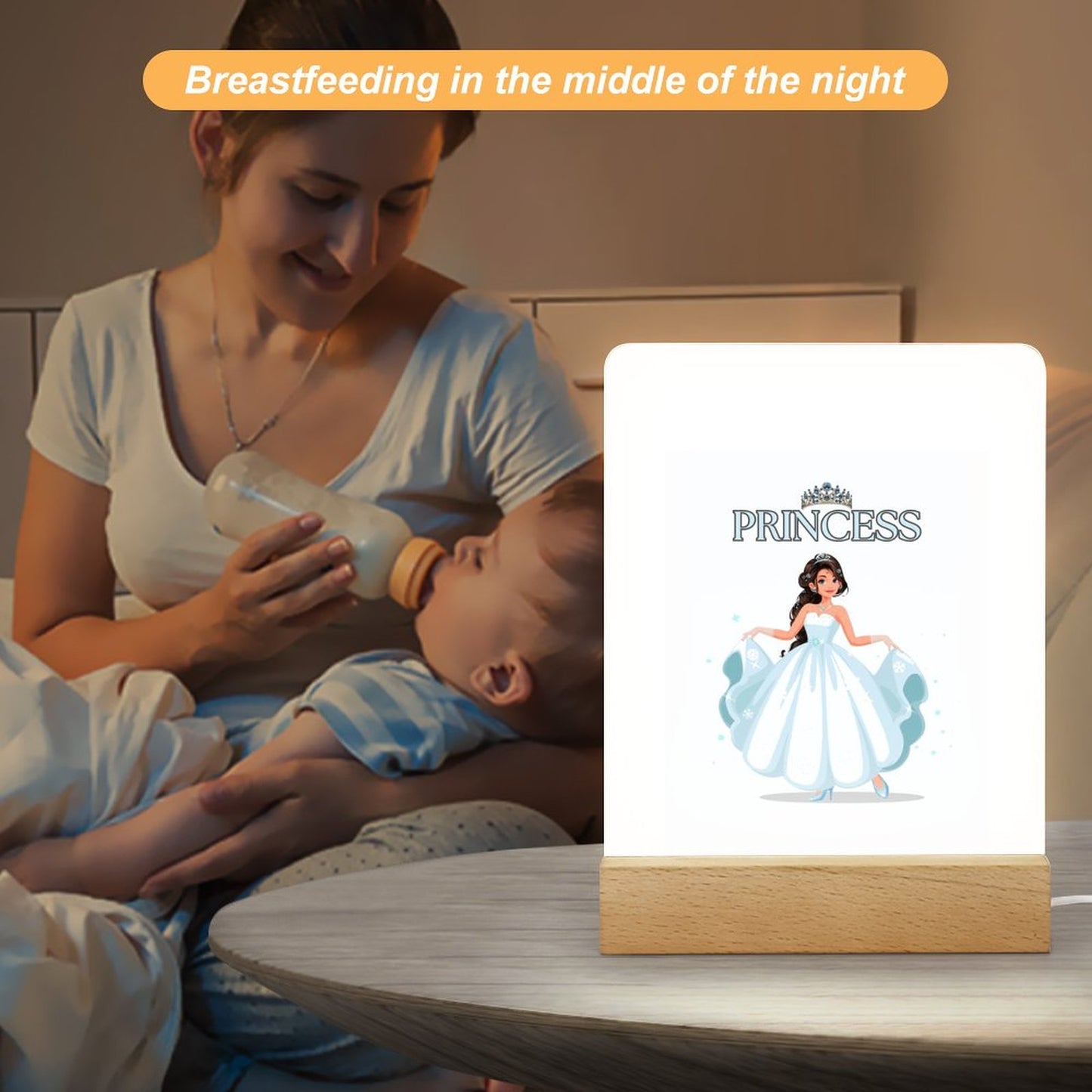 Acrylic Night Light with Wooden Base