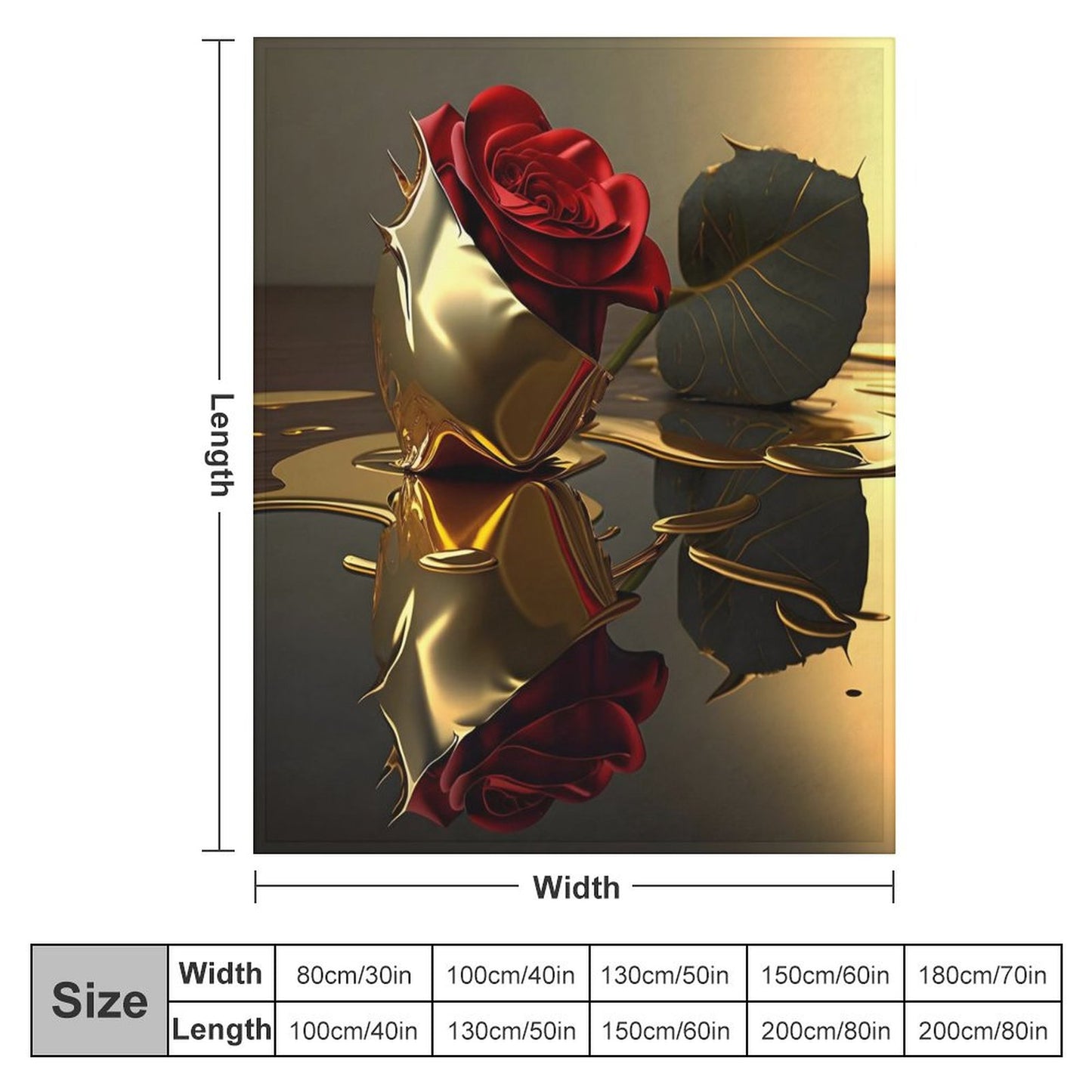 ROSE IN GOLD Flannel Blanket-50"x60" (Dual-sided Printing)
