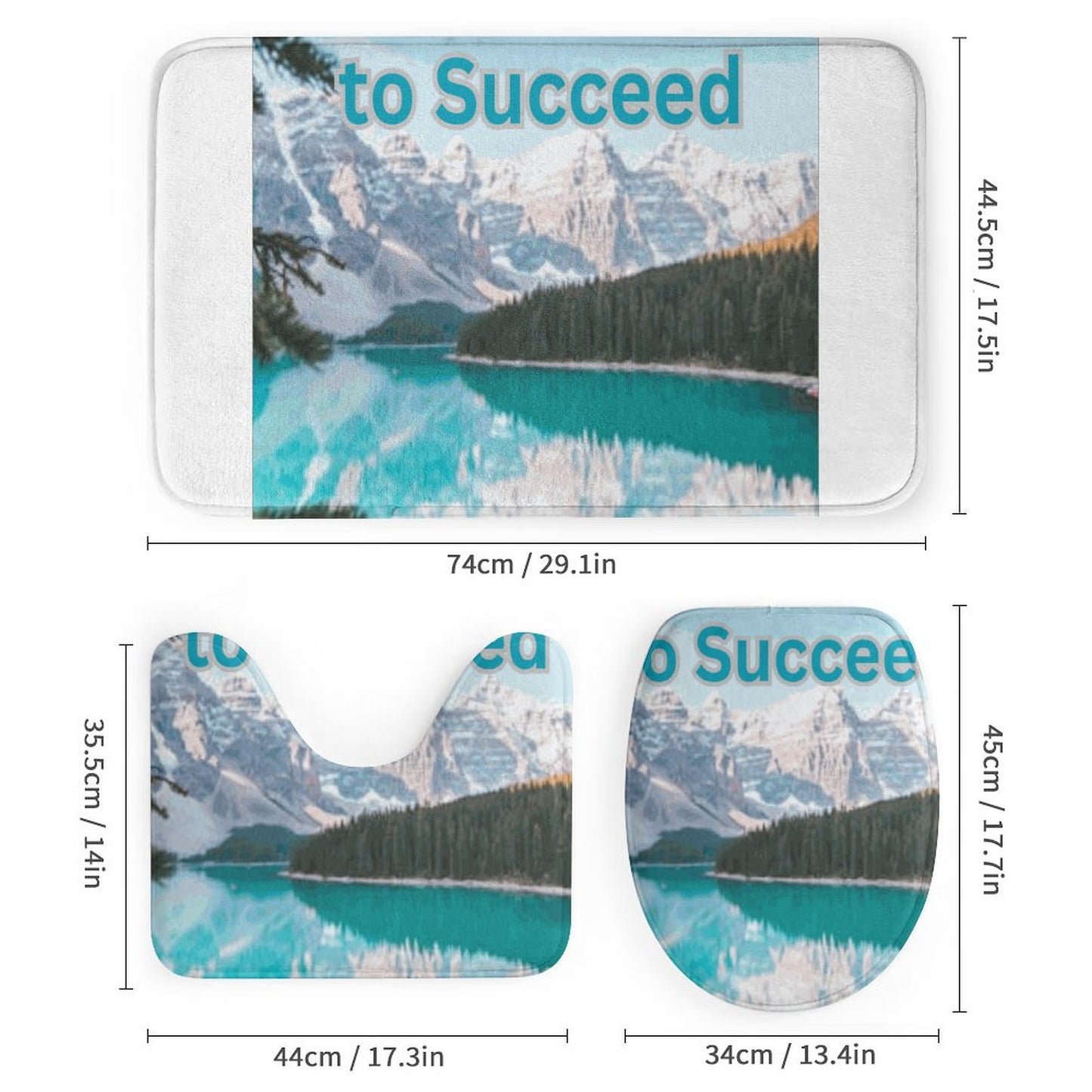 Shower Curtain Set with 3 Rugs
