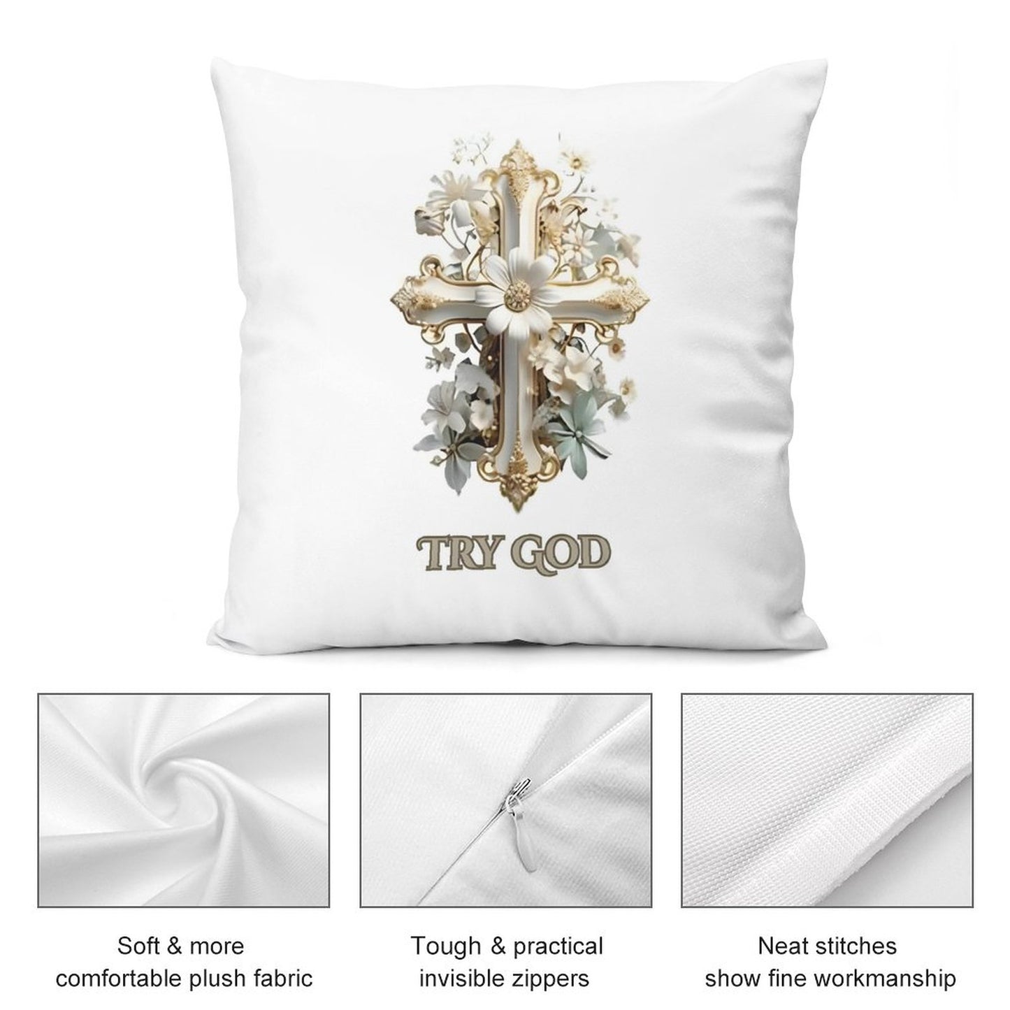 Short Plush Pillow Cover(Dual-sided Printing)-TRY GOD