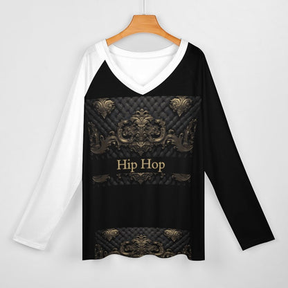 V-neck Loose Long Sleeve T-shirt TLREV2 (All-Over Printing)