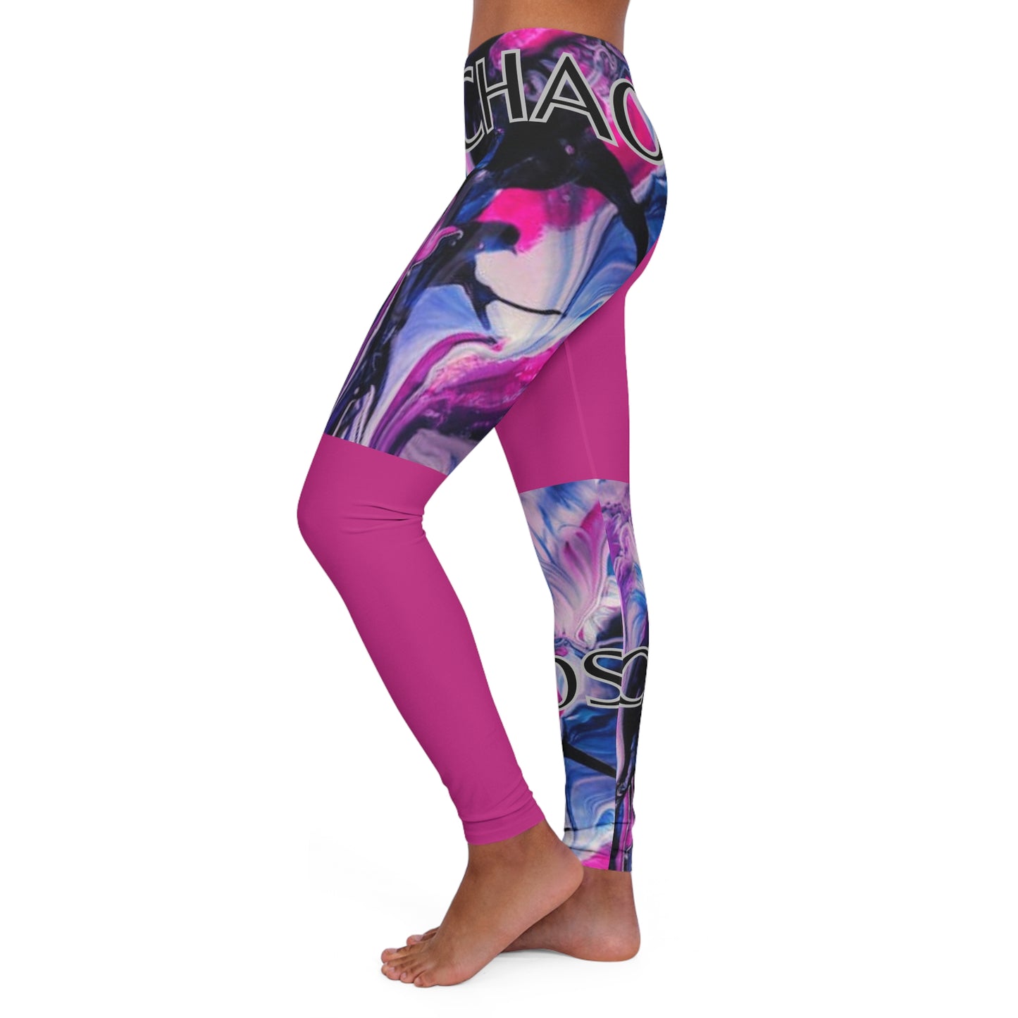 CHAOS SQUARES Women's Casual Spandex Leggings (pink)-*XS-2XL