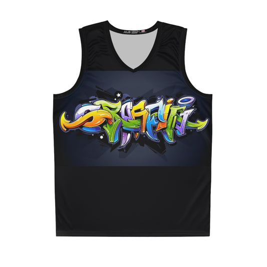 COLORFUL GRAFFITI UNISEX Basketball Jersey-Match to Long Loose Shorts (XS-2XL)