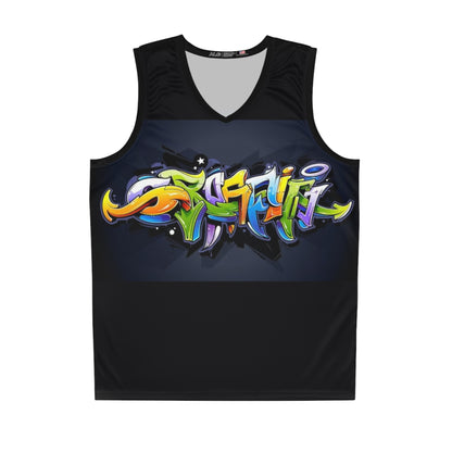 COLORFUL GRAFFITI UNISEX Basketball Jersey-Match to Long Loose Shorts (XS-2XL)