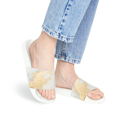 GOLD FOIL Women's Slide Sandals (black or white soles)