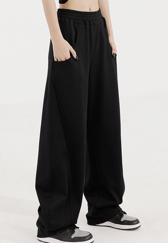 Elastic Waist Sweatpants with Pockets (black/tan/grey)-SMALL-2XL