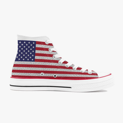 USA FLAG High-Top White Sneakers