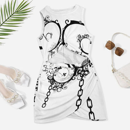 Cutout Bodycon Slim Fit Dress BEQ (All-Over Printing)