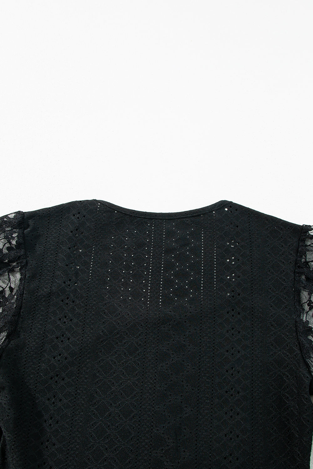 Eyelet Lace Long Sleeve Bodysuit (white/black)-SMALL-XL