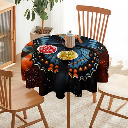 Round Tablecloth on Round Table-BLUE BUTTERFLY