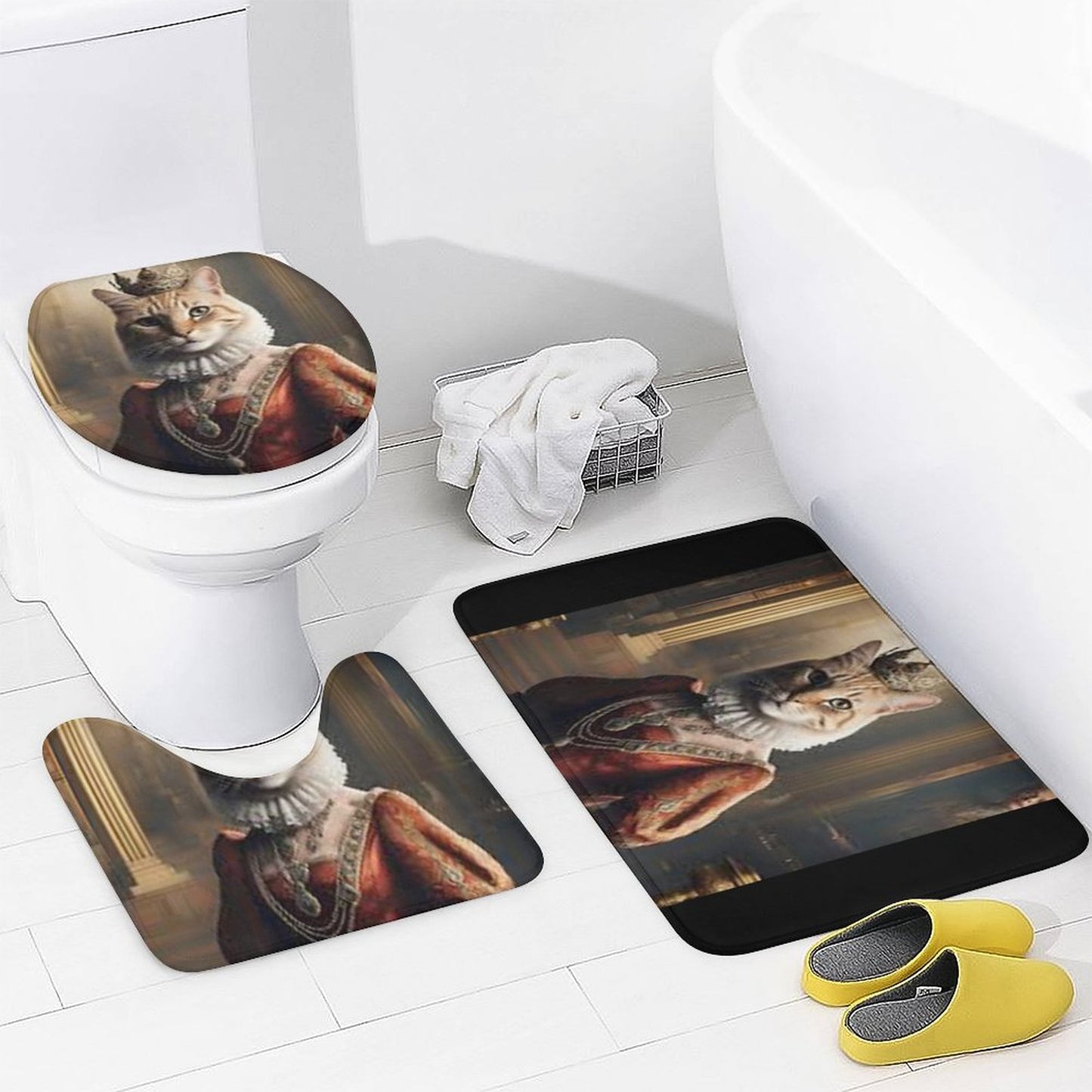 Shower Curtain Set with 3 Rugs
