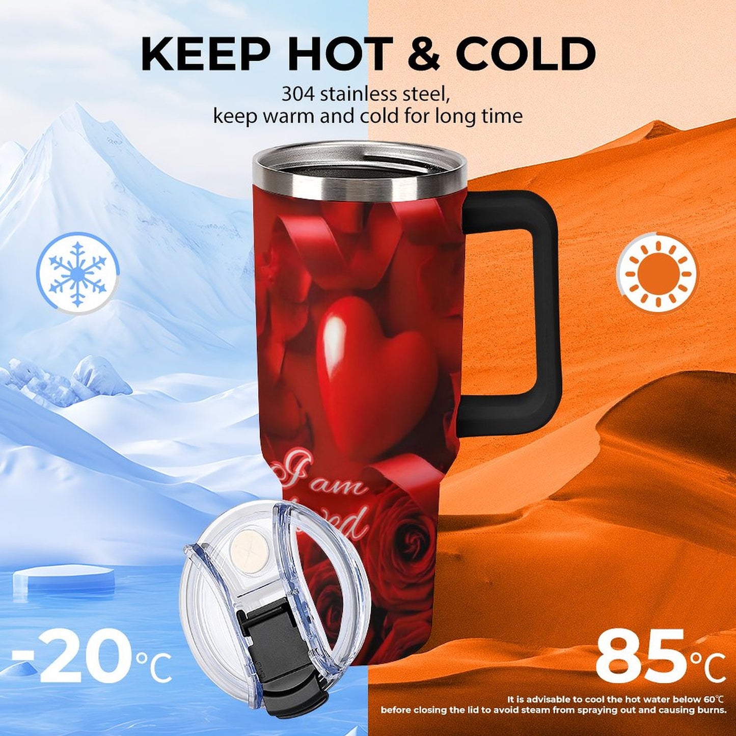 40oz Insulated Tumbler with Handle and Straw
